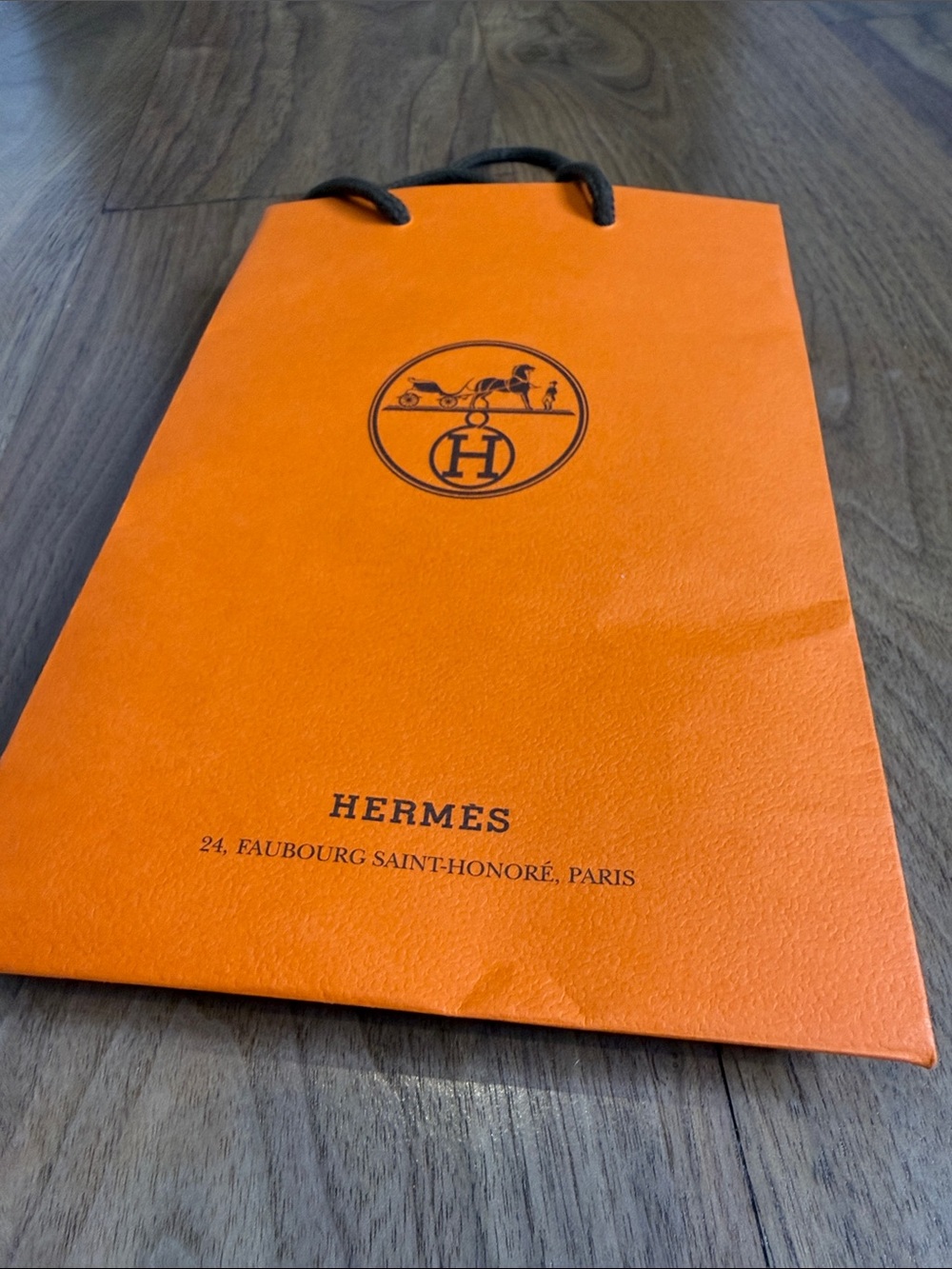 Hermes Orange Paper Shopping Bag with Black Logo mini
